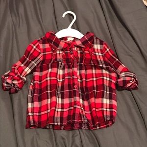 H&M Baby (Girl) Red Plaid Button-Up 12-18M EUC